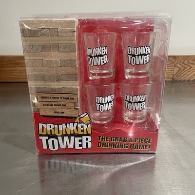 Drunken Tower Adult Drinking Game Included 3 Shot Glass & 60 Stack Wooden Block