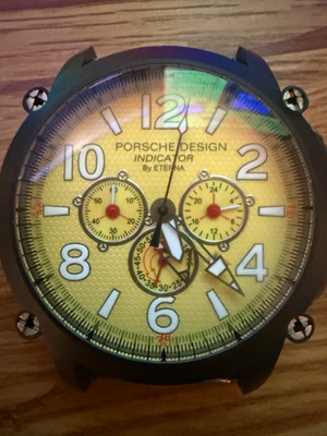 *RARE* Porsche Design Indicator Quartz Chronograph Black Case Yellow dial