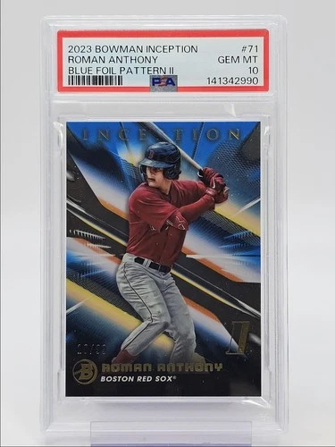 ROMAN ANTHONY 2023 BOWMAN INCEPTION 1ST BLUE FOIL PATTERN II /99 PSA 10 Q0902