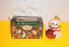 2013 OLD WORLD CHRISTMAS Playful Kitten CAT BLOWN GLASS ORNAMENT NOS