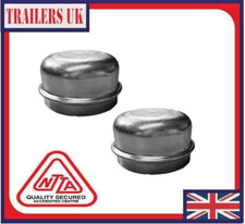 2 x Replacement 50mm Metal Hub Cap Wheel Dust Trailer Bearing Grease Cover