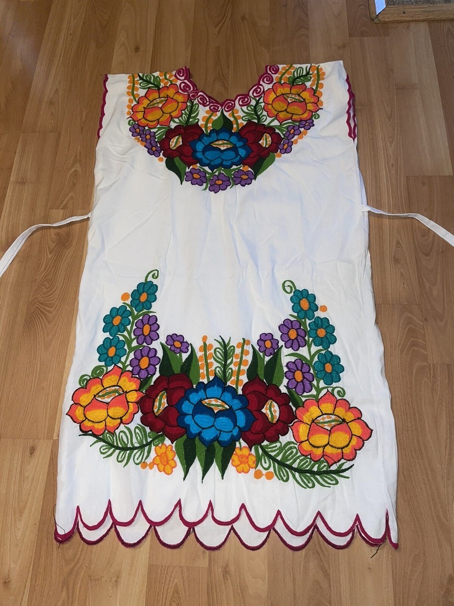 mexican inspired embroidered dress Dress-White 3X main image 1