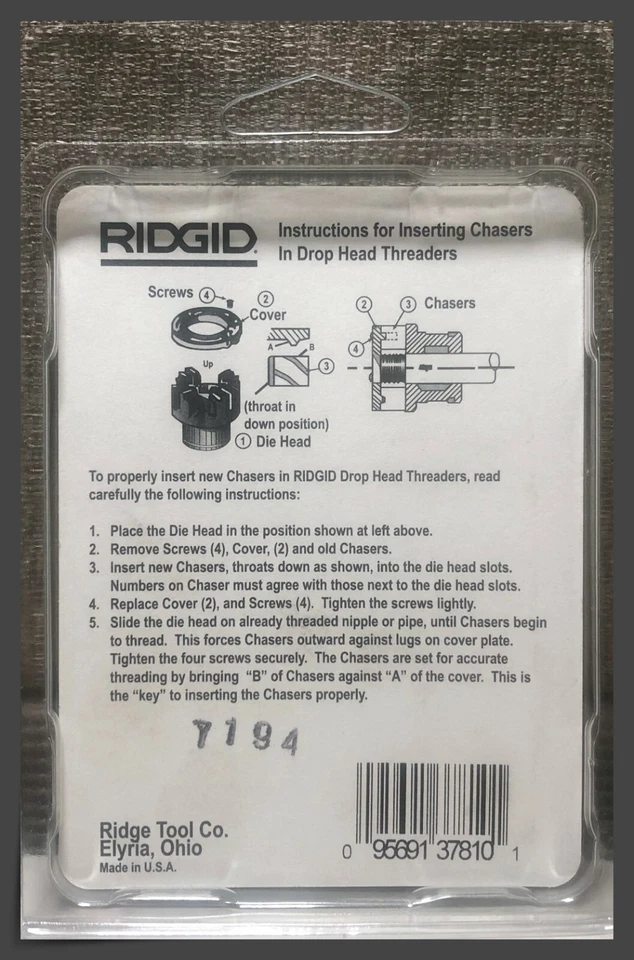 37810 Ridgid 12R 1/8 -27 NPT Alloy Manual Pipe Dies RH 0R 00R 11R 111R 30A 31A - Image 2 of 4
