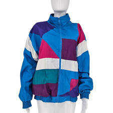 Vintage 90's Nylon Colorblock Windbreaker Jacket Blue Xl