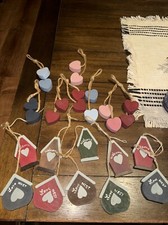 Set Of 13  Wooden Farmhouse Cottage Country Decor Ornaments