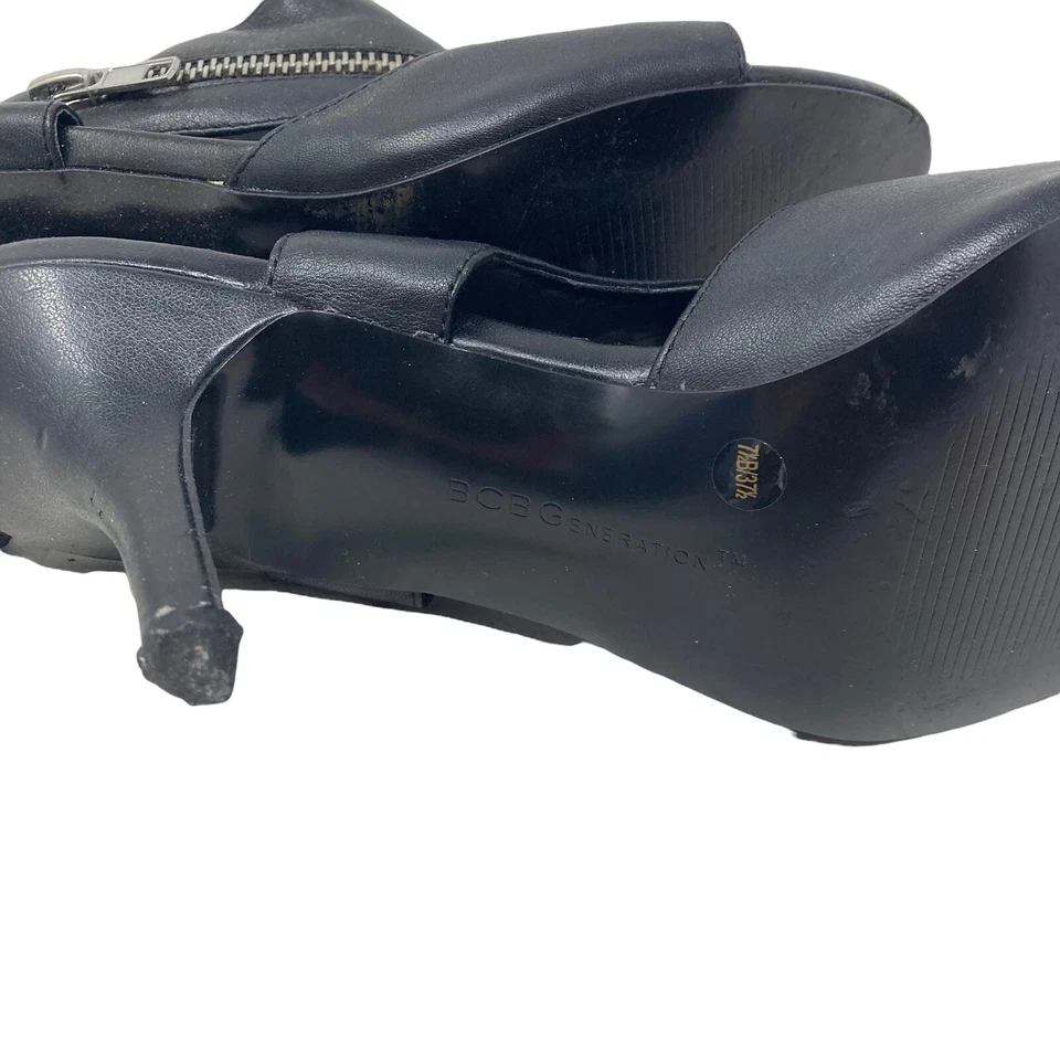 BCBGeneration BG-Ganesa Tacones de Cuero Acentos con Cremallera Punta Abierta Eslinga 7.5 Foto 4 de 4