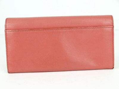Salvatore Ferragamo Gancini Peach Pebbled Leather Long Wallet