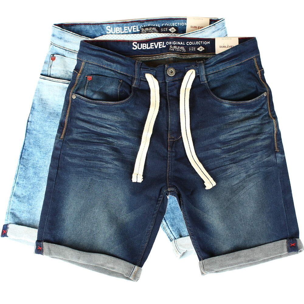 Sublevel Herren Jeans Shorts kurze Hose Jogger Sweat Denim