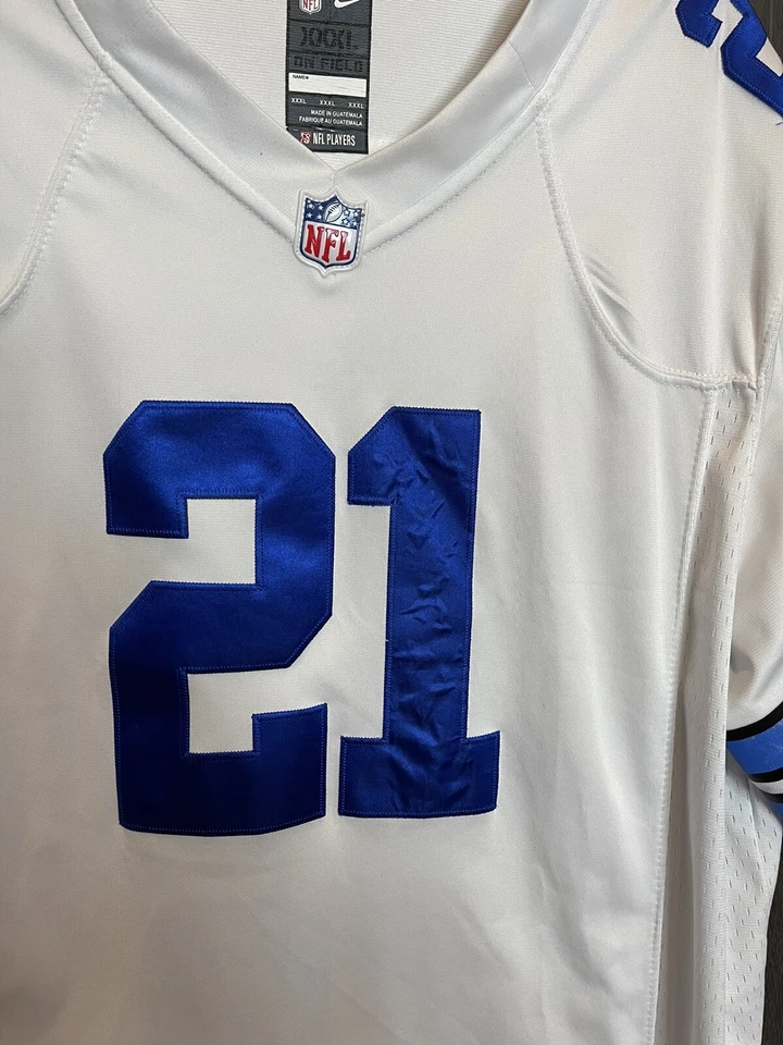 Camiseta cosida blanca para hombre Nike NFL Dallas Cowboys Ezekiel Elliott #21 3XL Foto 2 de 4