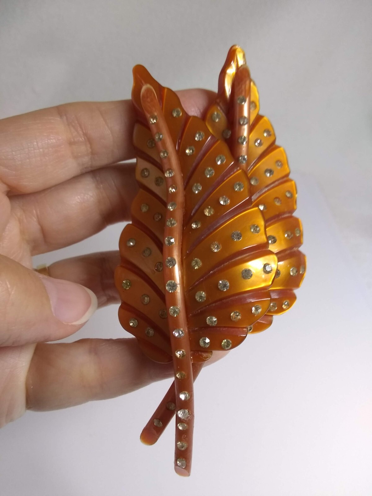 Large Statement Brooch Rust Brown Fall Leaves Pin… - image 9