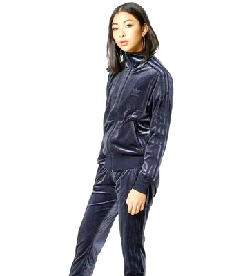 adidas blue velour tracksuit