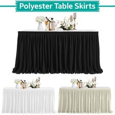 Polyester Table Skirt for Weddings, Parties, Event Decorations- 14FT 17FT 21FT
