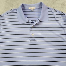 Peter Millar Summer Comfort Polo Shirt Mens XL Purple Striped Golf Performance