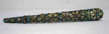 RHINESTONE HAIR CLIP TURQUOISE BLUE GREEN CRYSTAL 6"