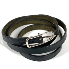 HERMES API 4-row long logo accessories Bracelet Leather Black/SilverHardware