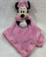 Disney Baby Minnie Mouse Pink Satin Edge Girl Security Blanket Lovey Rattle