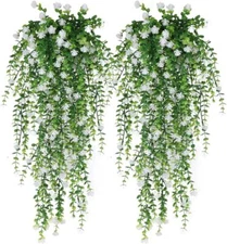 3pc Artificial Fern Plant Fake Eucalyptus Leaf Hanging Flower Vine Home Decor