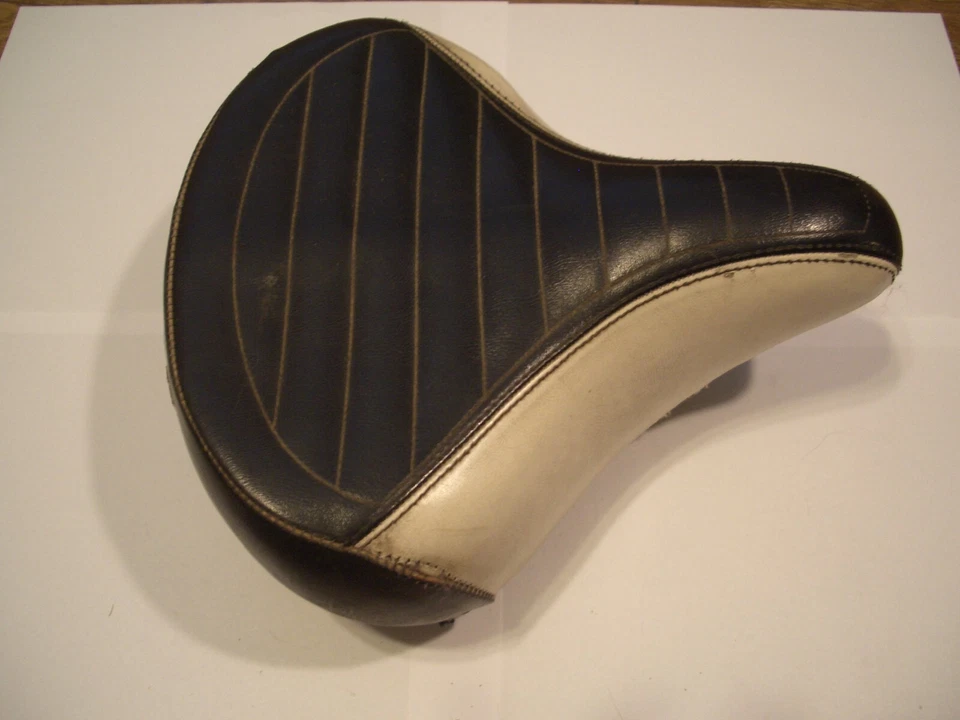 Asiento de bicicleta de sillín ancho Huffy de colección Comfort Cruiser blanco y negro Foto 2 de 4