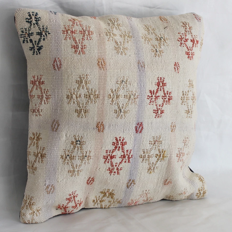 Taie d'oreiller en kilim turc housse de coussin 16 x 16 pouces nomade vintage... - Photo 2/3