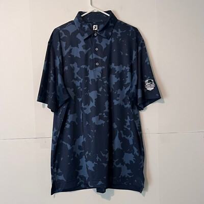 #ad #ad Footjoy Mens Polo Shirt Size L Blue Camo Landa Park Golf Course New Braunfels TX $13.50