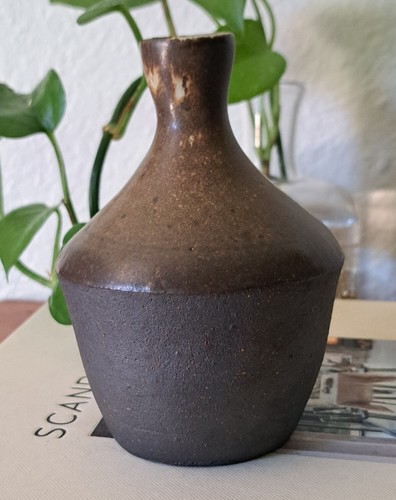 Studio Pottery Raku Stoneware Bud Vase Earth Natural Tones Signed 5.5 ...