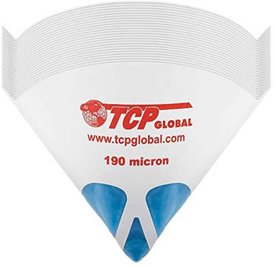 50 Pack of Ultra-Flow Blue Nylon Mesh Paint Strainers with 190 Micron Filter Tip