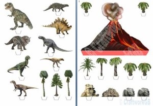 Dinosaure Et Volcan Gateau Decoration Scene Ebay