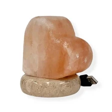NNEDSZ USB Himalayan Salt Lamp - Heart Love Carved Shape Pink Crystal Rock LED L