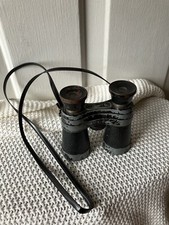 Vintage Trojan Clipper Black Binoculars USA w/ Strap
