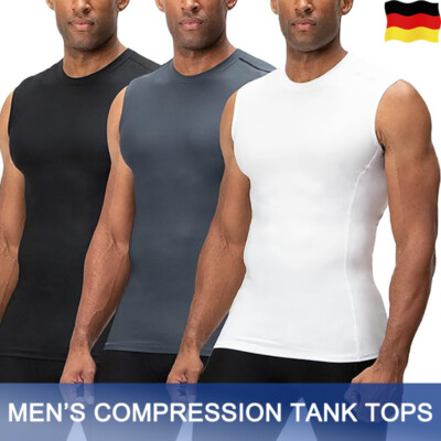 Herren Fitness Sport Runing Shirt Kompressions Body Shaper Tanktop Weste Tank