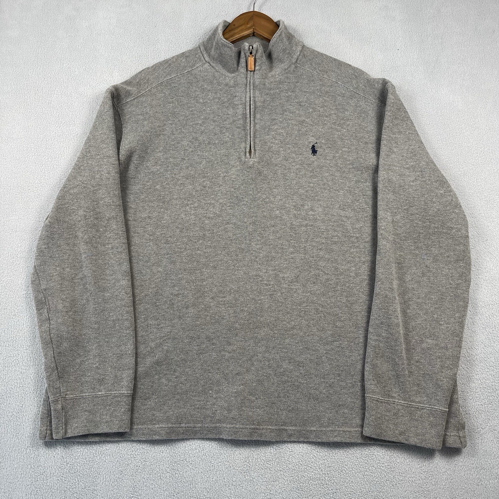 Polo Ralph Lauren Maglione Uomo XL Grigio 1 4 Zip Pullover Pony Felpa Classica