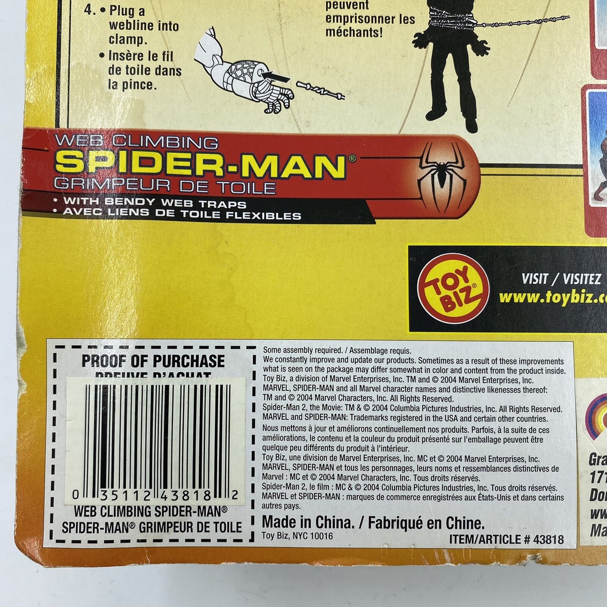 Spider-Man 2 Movie Web Climbing Peter Parker Tobey Maguire Toy Biz