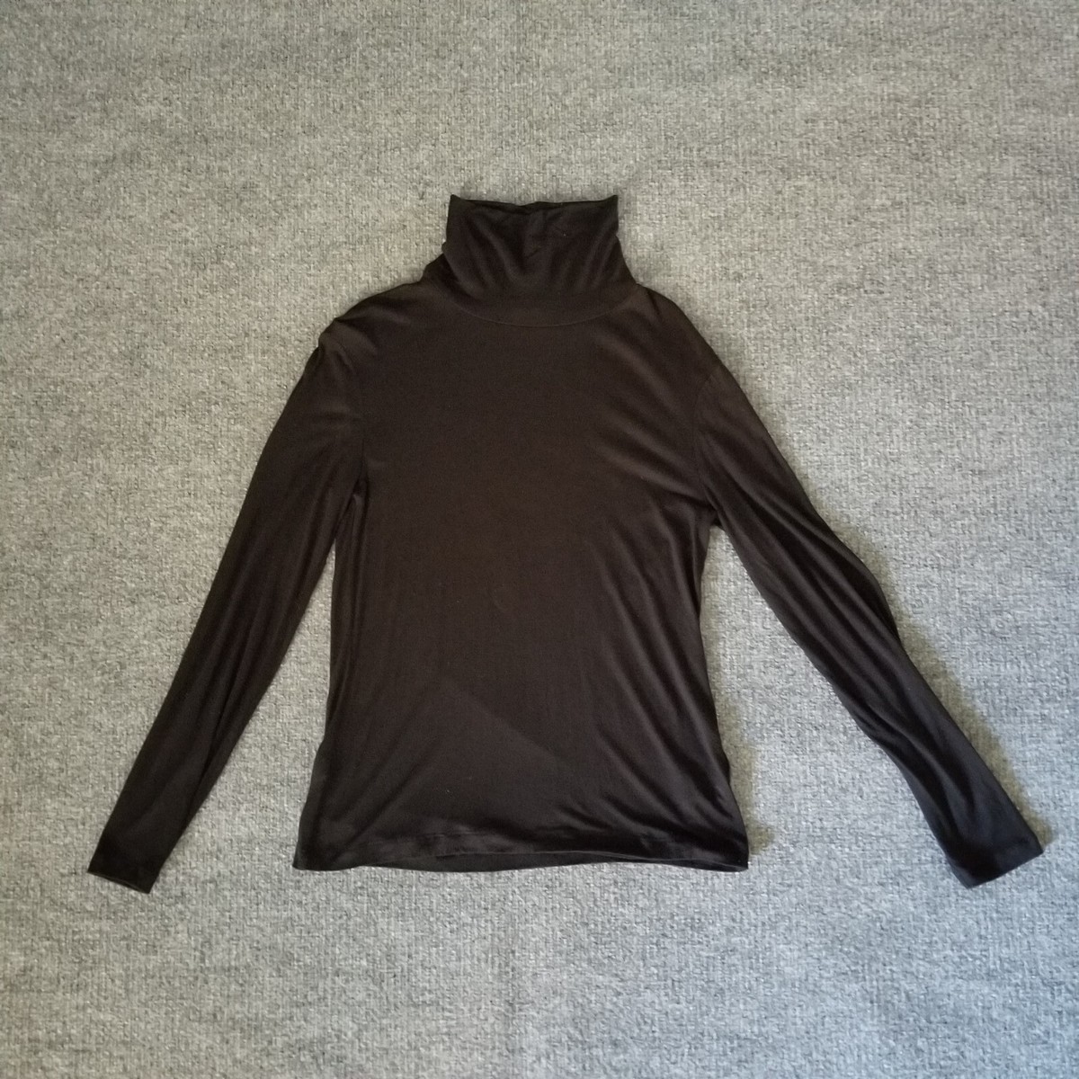 H&M Basics Women Turtleneck T-Shirt M Solid Black Long Sleeve Stretch  Pullover