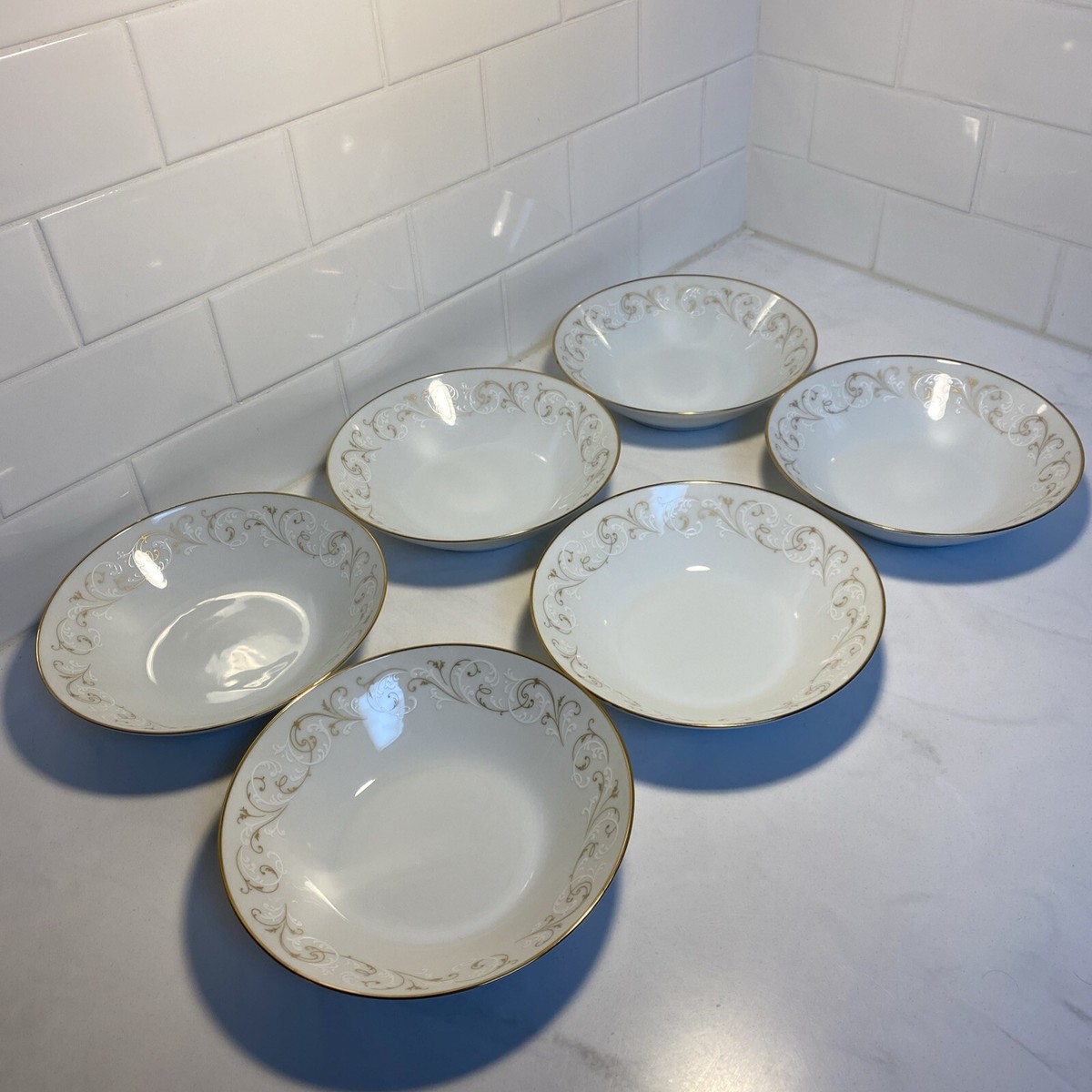 Vtg Noritake 6610 Duetto Set Of 6 Soup /Salad Bowls Never Used MCM
