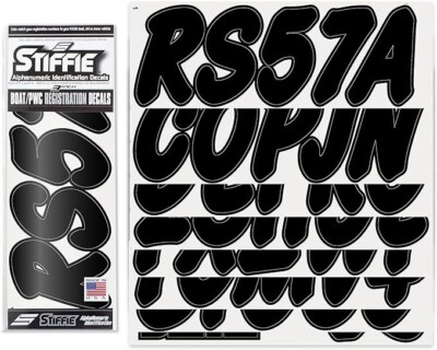 Stiffie Whip-One WO01 Identification Decal Numbers Black Boating