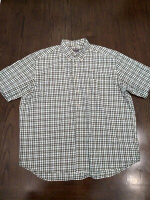 Eddie Baver Button Up Short Sleeve Mens Shirt Green Size XL 