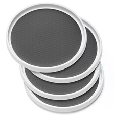 Set of 4, 10 Inch Non-Skid Lazy Susan Organizers - Turntable Rack for Cabinet, P