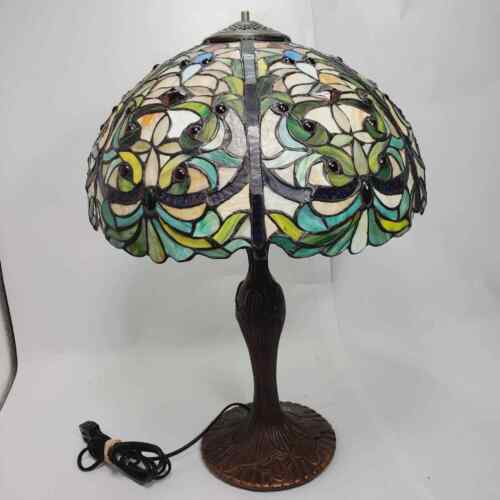 Lámpara de vidrio con plomo estilo Tiffany vintage - Imagen 3 de 3