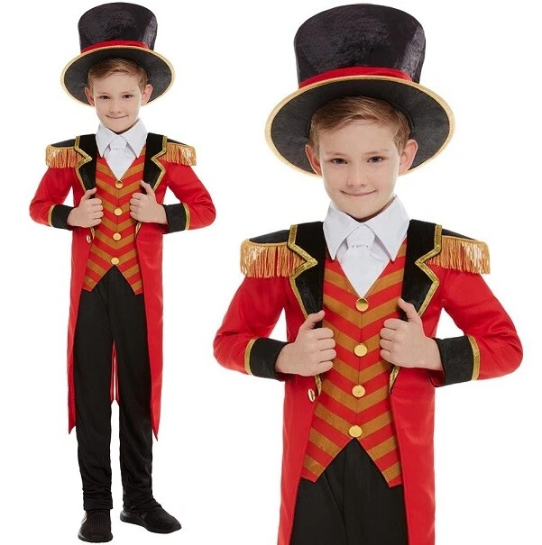 Childs Deluxe Circus Ringmaster Showman Fancy Dress Costume Kids