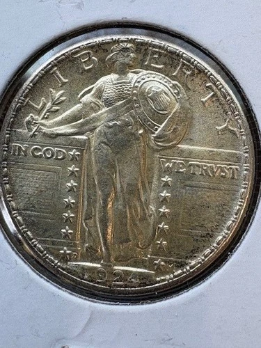 1924-D Standing Liberty Quarter Mint State Denver Mint 90% Silver Nice Luster