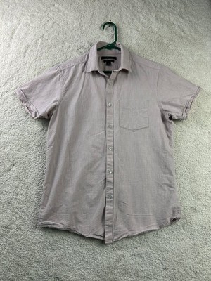 Marc Anthony Men's Casual Button-Down Shirt Light Mauve S Cotton Slim Fit
