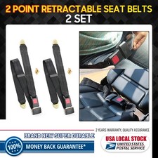 2 Sets Universal Adjustable 2 Point Retractable Seat Belt Lap Belt Durable New