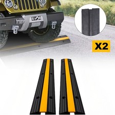 2&times; Heavy Duty Rubber Cable Protector Ramp 1-Channel Hose Ramp Cable Speed Bumps