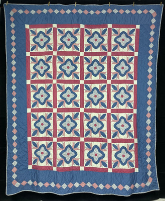 Vintage handgefertigte schöne demokratische Rosenmuster bunte Decke 110,2 x 90,5 Zoll