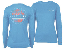 Salt Life Youth M Blue Jungle Vibe SLX Uvapor L/S Live Salty Saltlife UV30 NWT