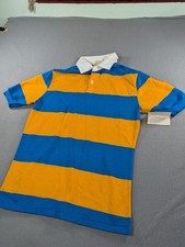 Encino Shirt Mens Vintage 80s Striped Polo Shirt Small Yellow Blue