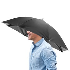 1 Pcs 26" Headband Umbrella Hat Black Glue Umbrella Cap for Outdoor Black 