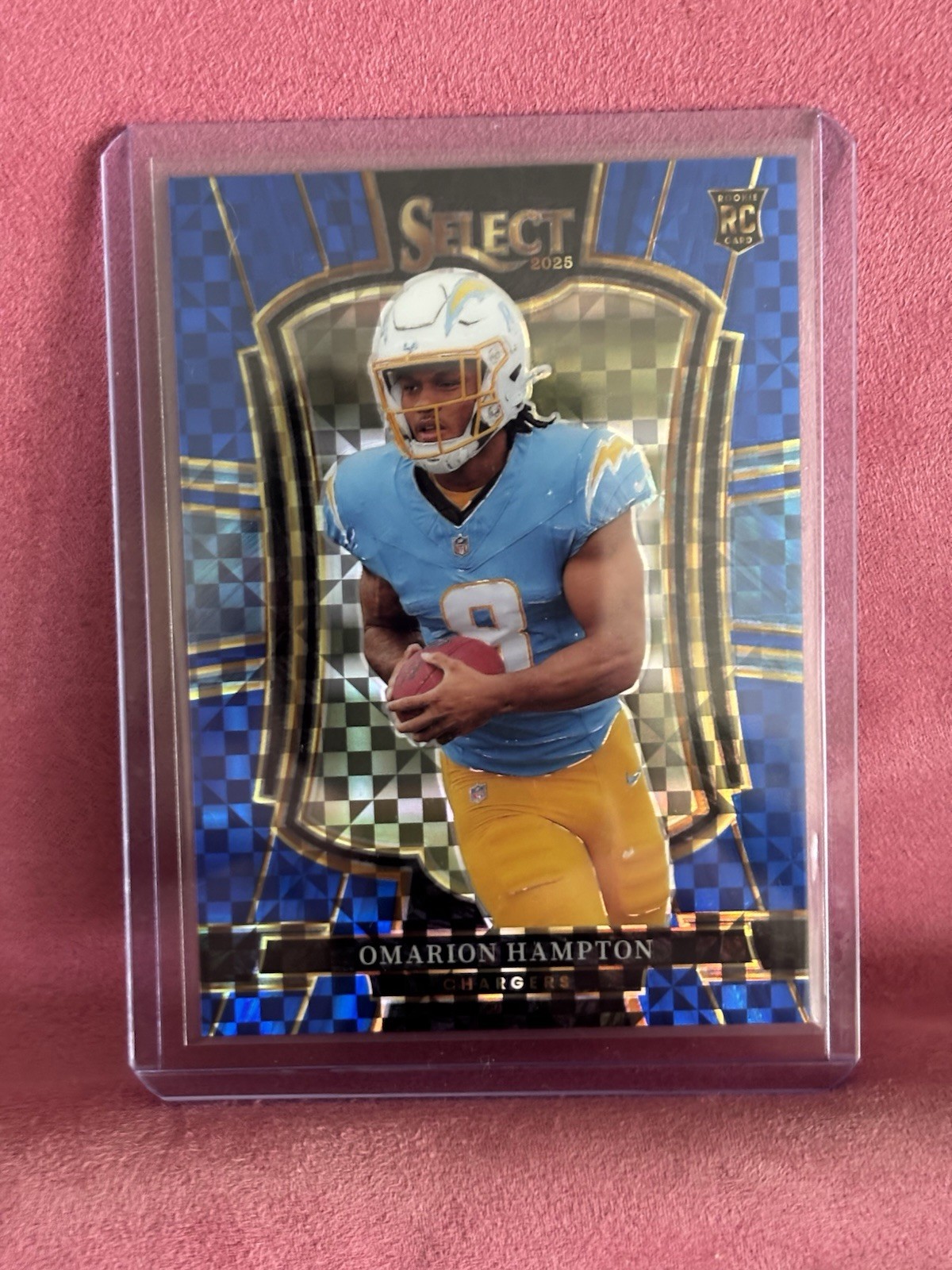 2025 Panini Select Omarion Hampton BLUE PRIZM Premier Level Rookie Card RC /175
