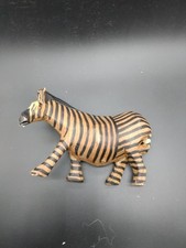 Hand Carved Wooden Zebra Figurine - Vintage African Art