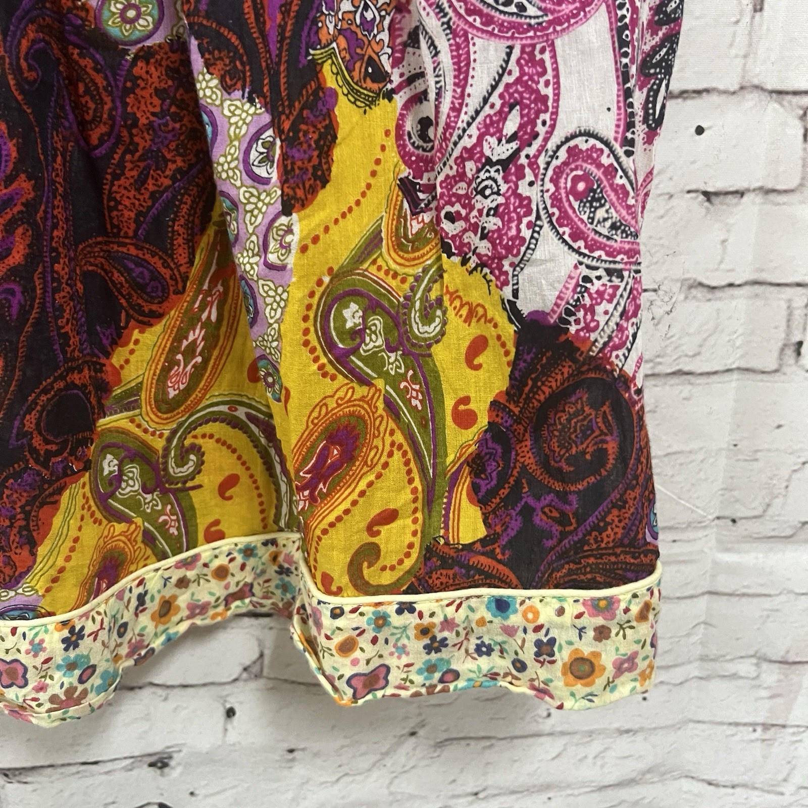 Boho Patchwork Cap Sleeve Top Multicolor Natural … - image 5